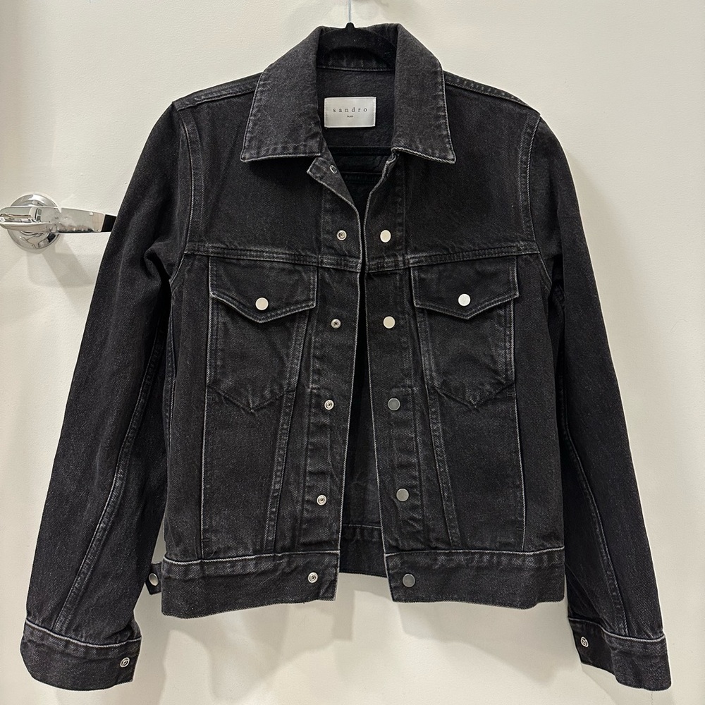 Sandro Denim Jeans Jacket Black XS